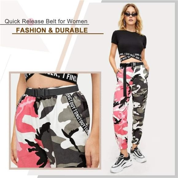 SANSTHS Canvas Long Belt Hip Hop Streetwear Style Black Buckle Cargo Belt main image 4